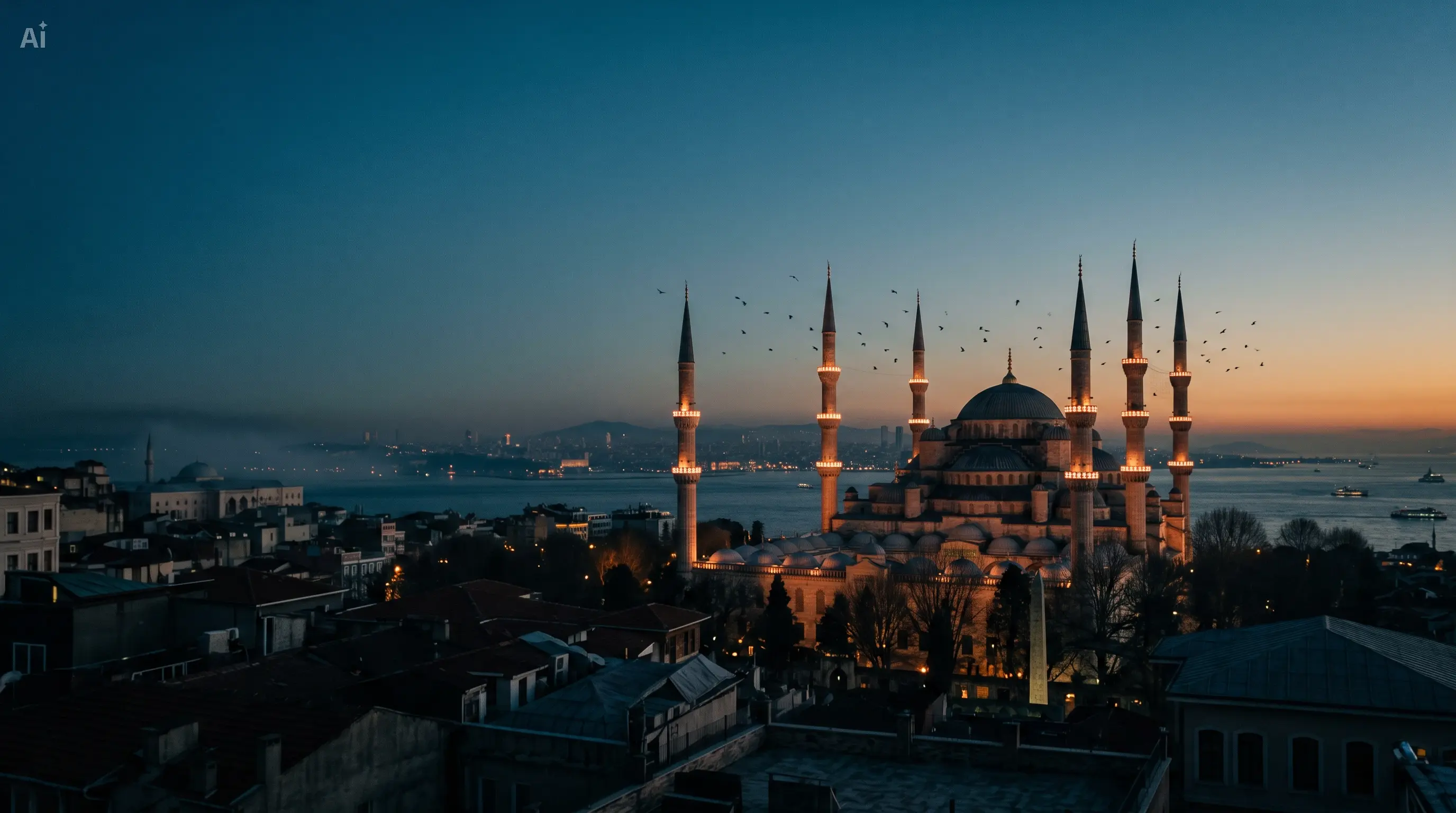Istanbul - Plava džamija i panorama grada u suton